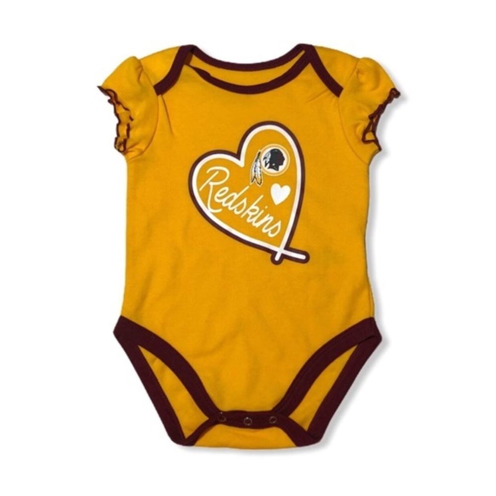 NWOT Washington Redskins Gold Burgundy NFL Commanders Onesie Romper Outfit New